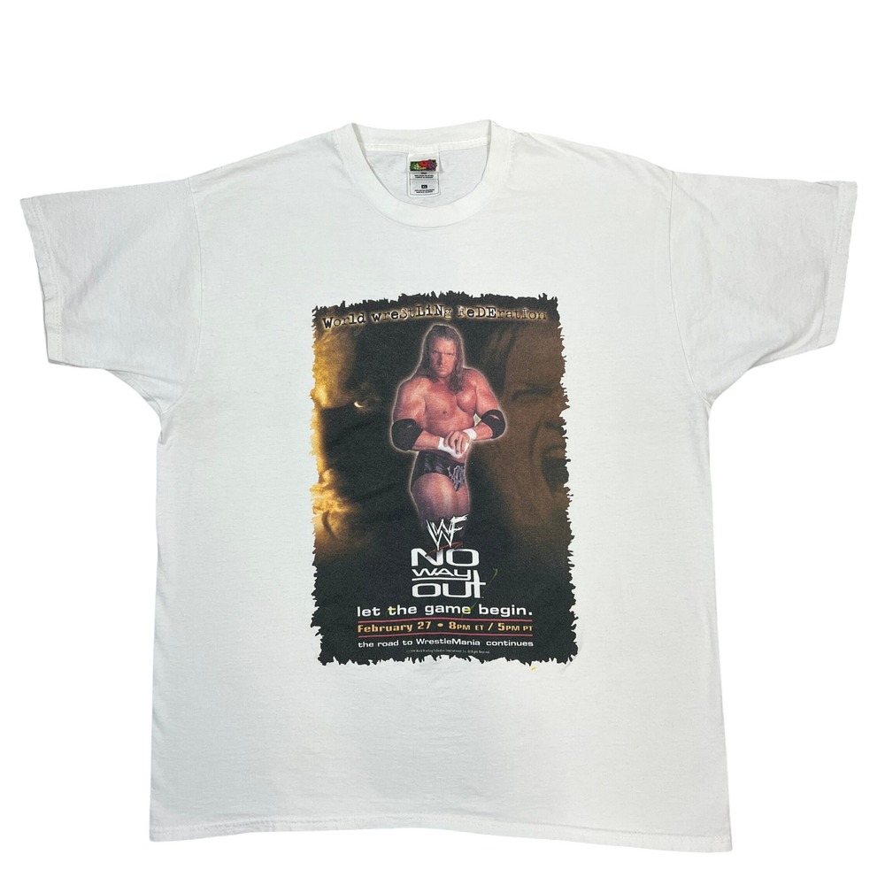 WWF No Way Out T-Shirt XL White Triple H Graphic Photo 1999 Vintage Wrestling